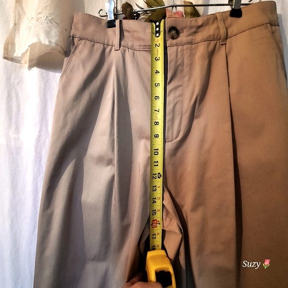 CLUB MONACO Cuffed Ankle Crop High Rise Beige Wide Legs - Picture 10 of 12